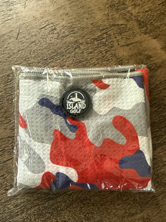 Red, White and Blue Camo Golf Towel